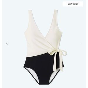 Summersalt The Perfect Wrap One-Piece Swimsuit in Black and White